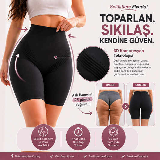 FitWo Toparlayıcı Push-Up Biker Kısa Korse Tayt